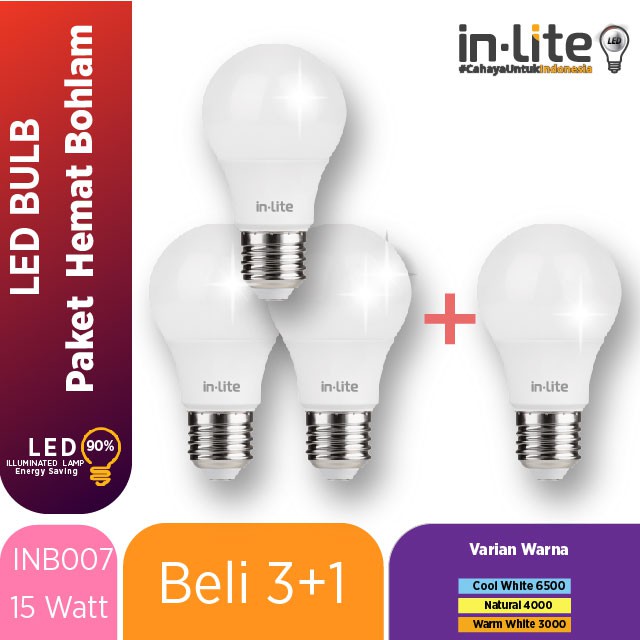 Jual Inlite Led Paket Lampu Bohlam Inb Watt Pcs Shopee