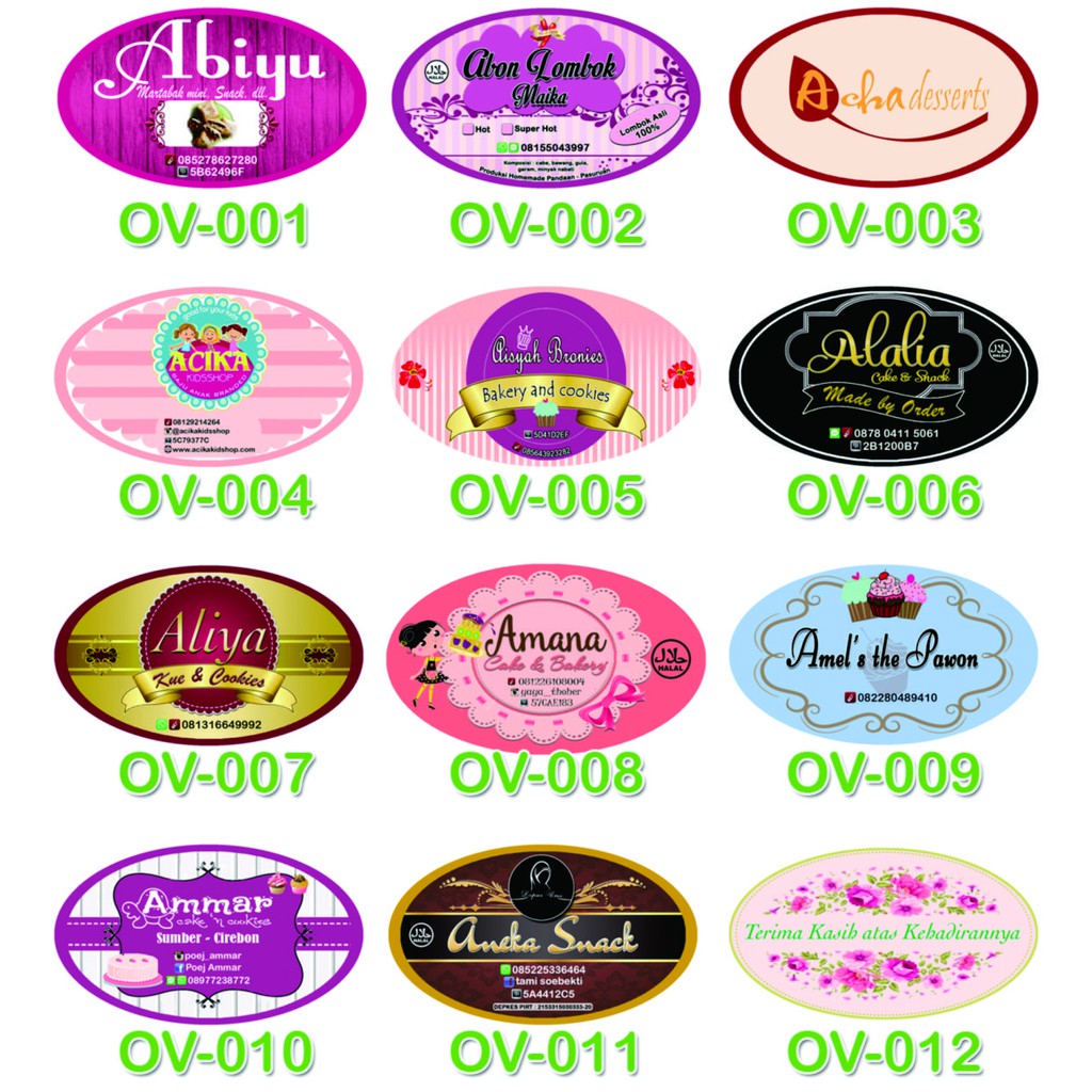 Jual Cetak Sticker label Bentuk Oval 7cm x 4cm | Shopee Indonesia