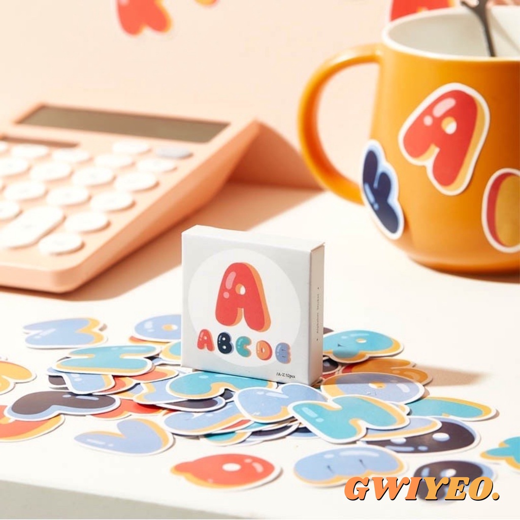 Jual 52 Pcs Alphabet Sticker Baloon Decorative Sticker Scrapbook Cute ...