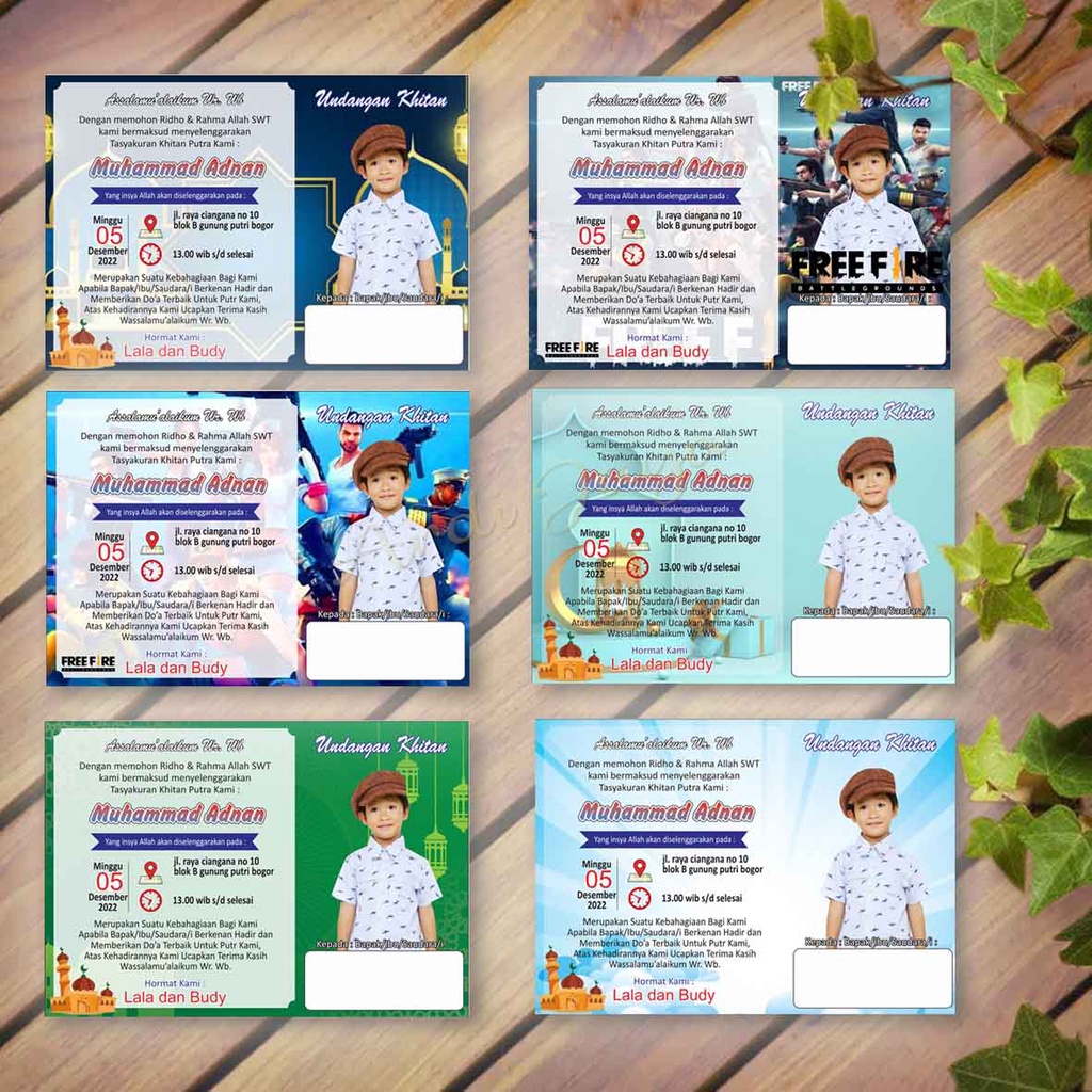 Jual Cetak Undangan Khitanan satu sisi I Free pasang foto yang dikhitan