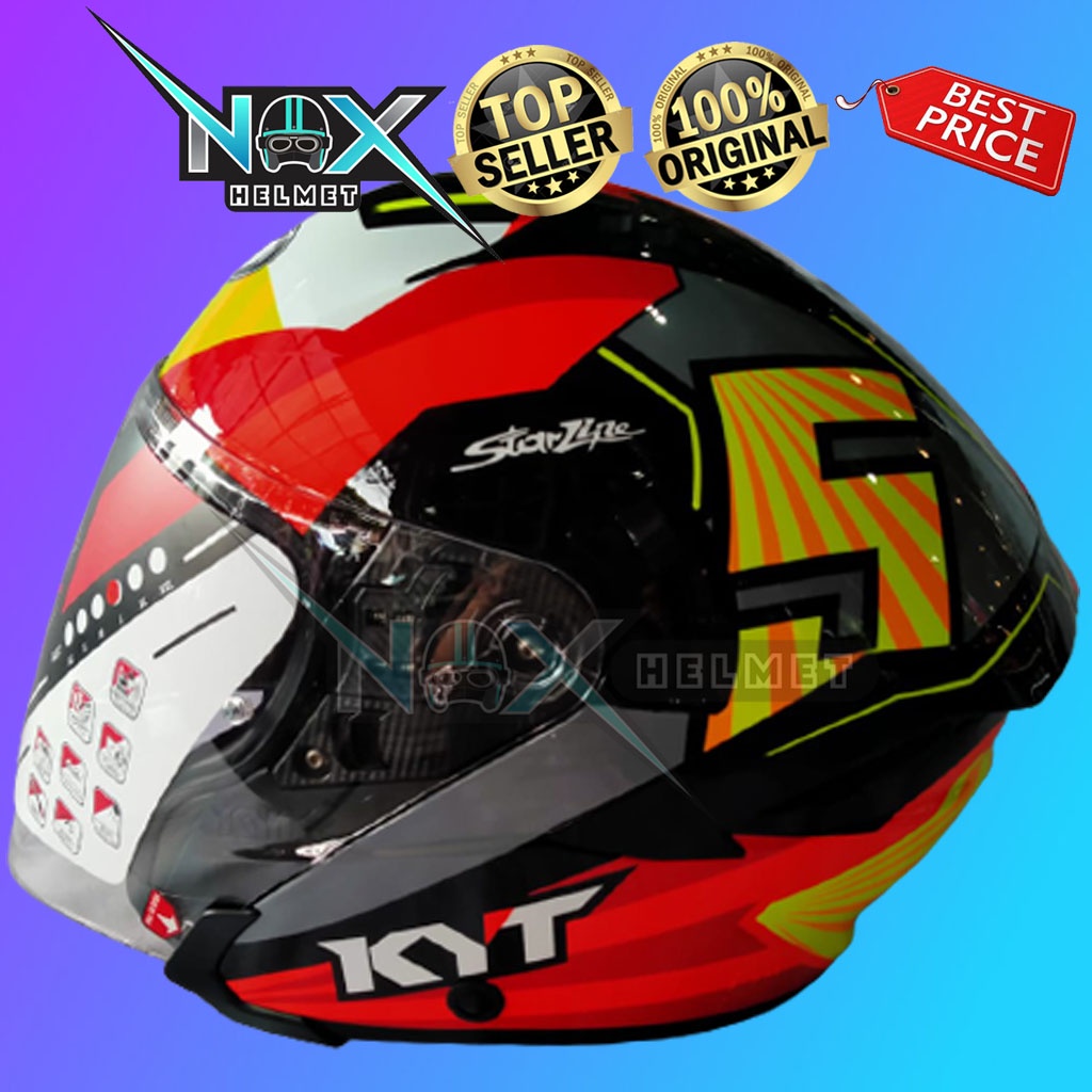 Jual Helm KYT NFJ Flux (Jaume Masia Replica 2019) Halfface (Ongkir 3Kg