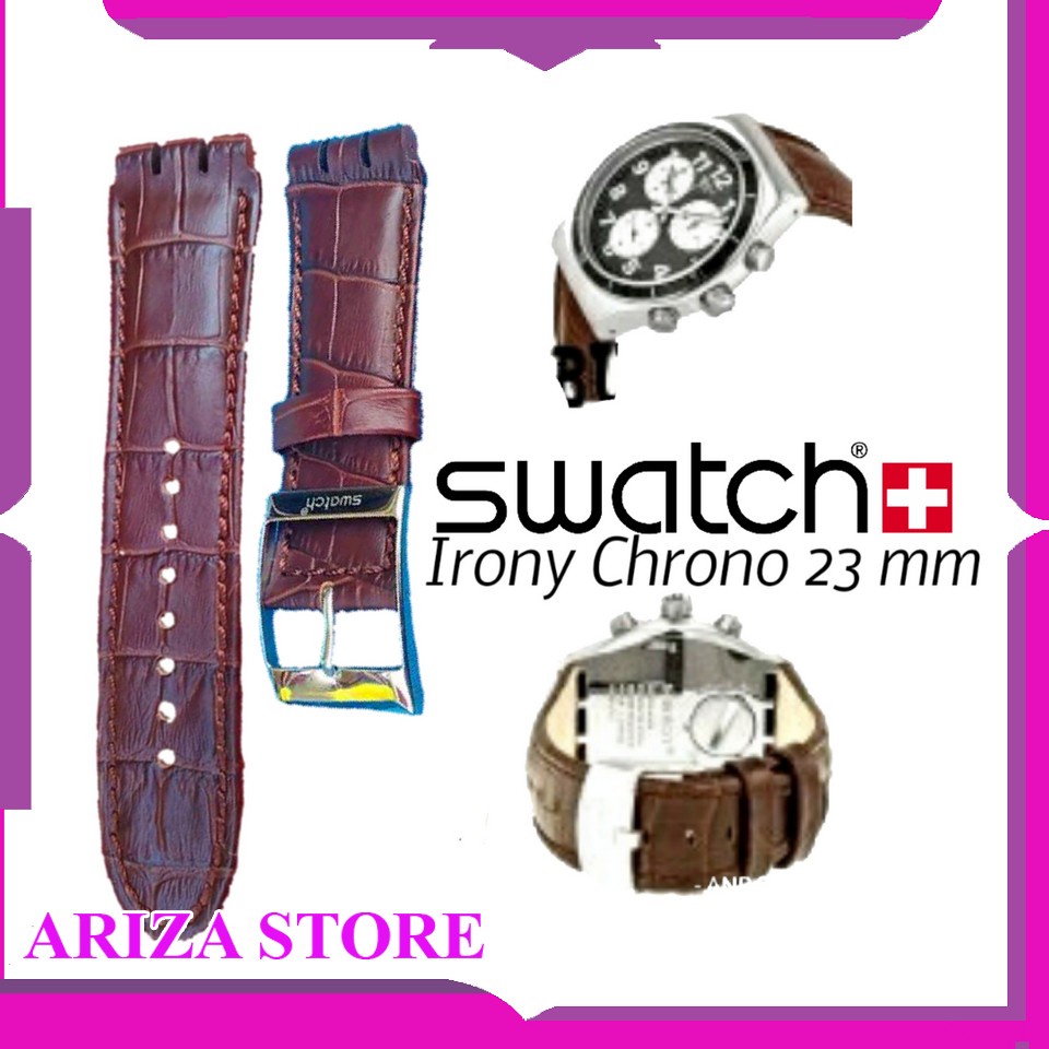 Jual Tali Jam Tangan Swatch Irony Chrono 23 Mm Kulit Swatch Coklat