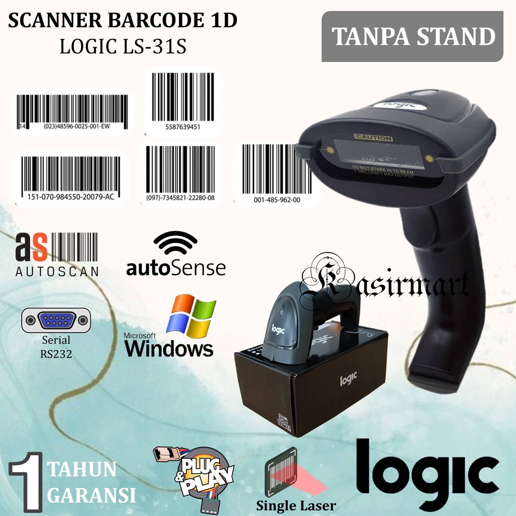 Jual Logic LS31S Barcode Scanner 1D Tangan Handheld Barcode Scanner ...
