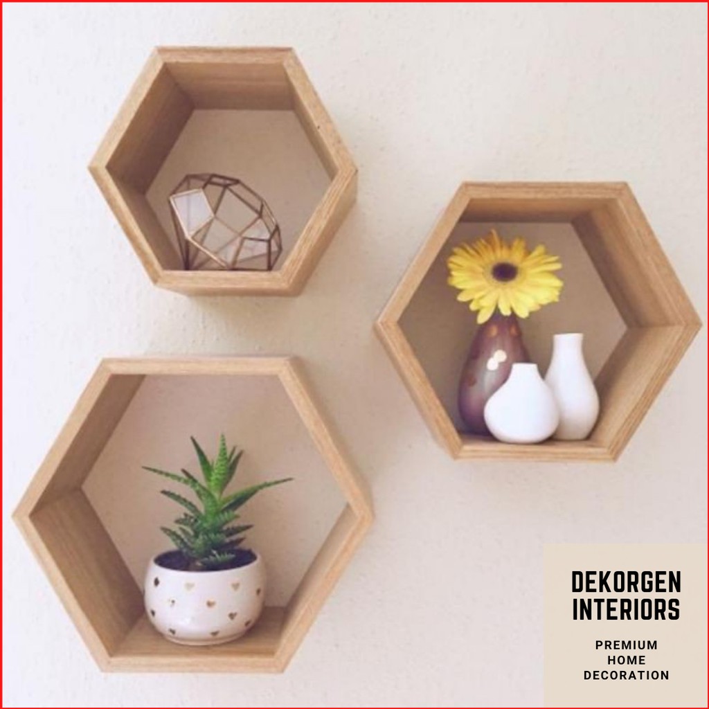 Jual Rak Dinding Hiasan Dinding Hexagon Rak Hexagonal Rak Bunga Rak ...