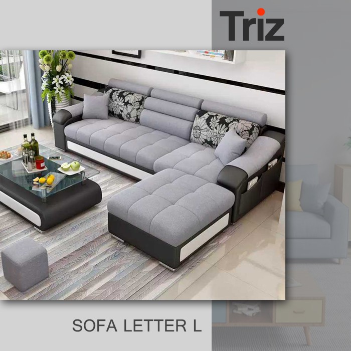 Jual Triz Furniture Sofa Letter L Abu Sofa Leter L Sofa Minimalis Sofa ...
