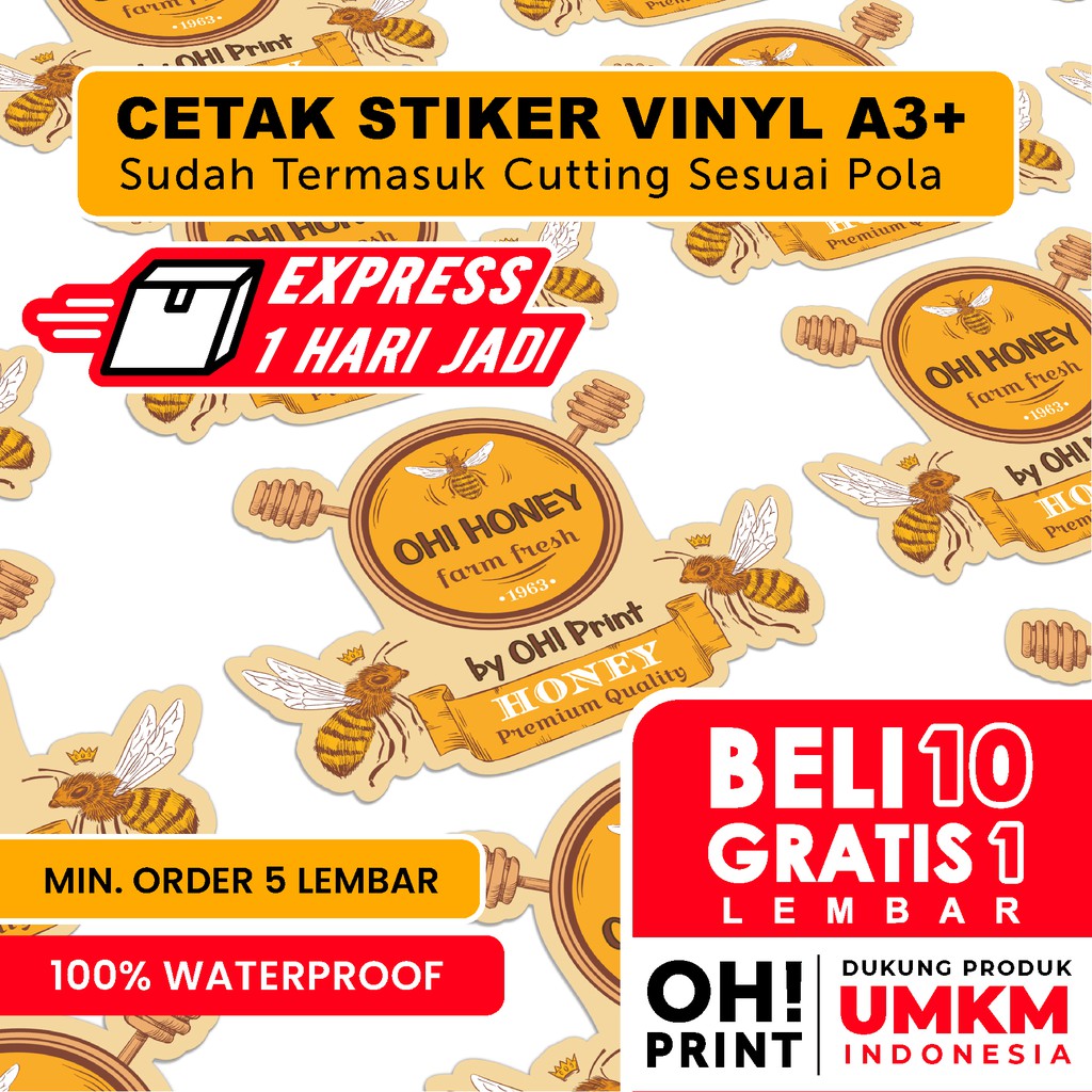 Jual Cetak Stiker Vinyl A3 Sehari Jadi Plus Cuttingce 4500