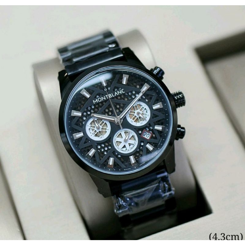 JAM TANGAN MONTBLANC JAM TANGAN PRIA MONTBLANC ANTI AIR CHRONOGRAPH AKTIF  TANGGAL AKTIF STAINLISS JAM TANGAN KASUAL