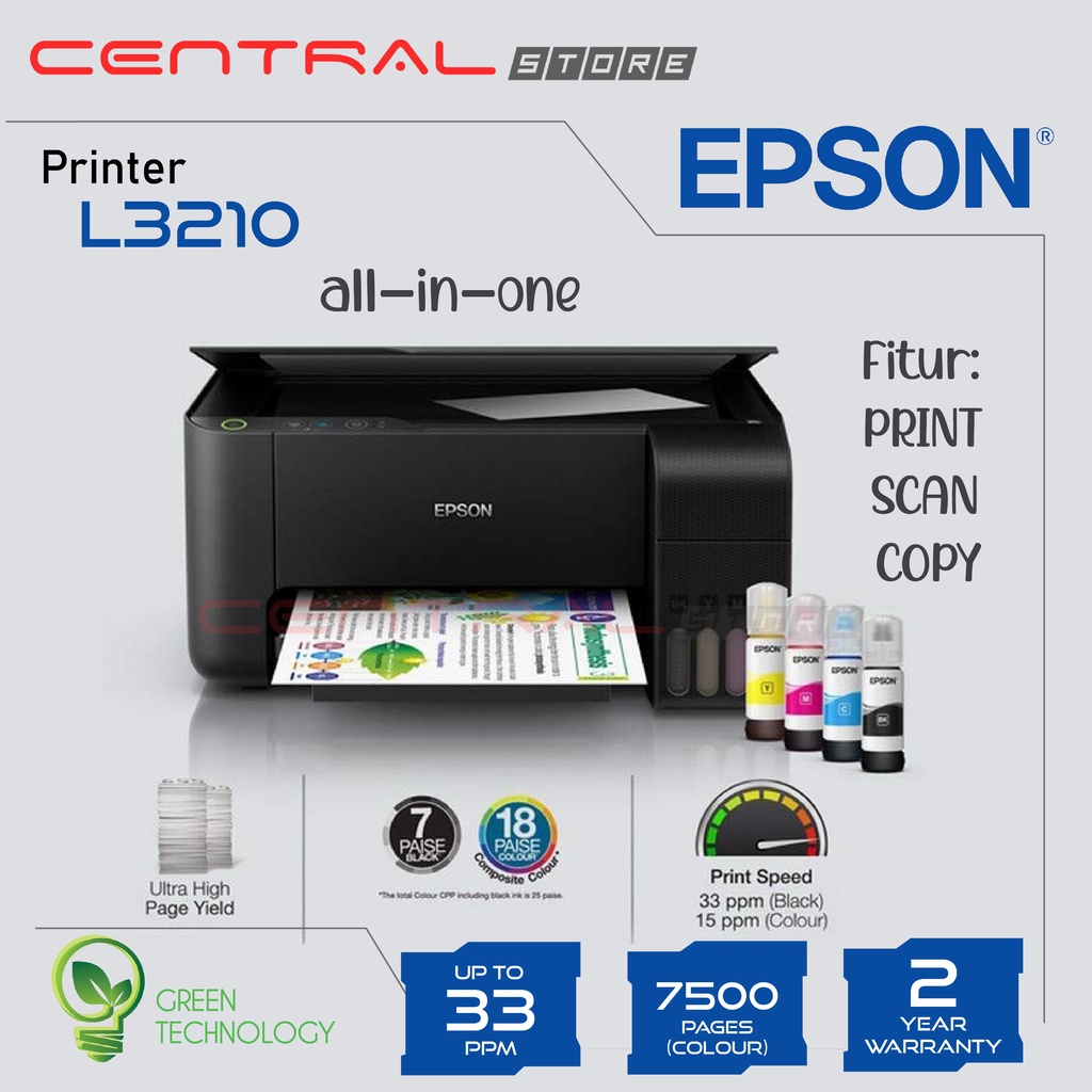 Jual Printer Epson L3210 L 3210 L 3210 Pengganti L3110 Print Scan Copy Ecotank Tinta Original 3443
