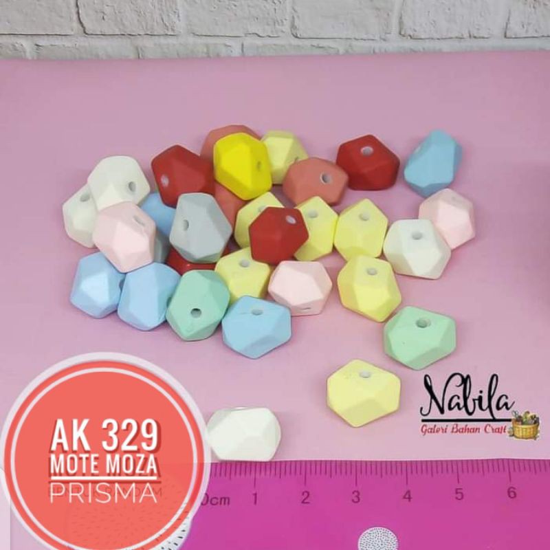 Jual (45grm/32pcs) Mote moza bentuk prisma bahan craft kerajinan tangan ...