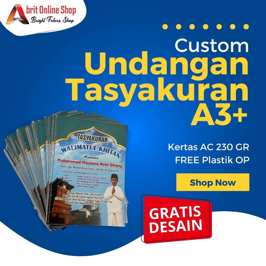 Jual CETAK UNDANGAN TASYAKURAN | KARTU TASYAKURAN | KARTU UCAPAN ULANG ...