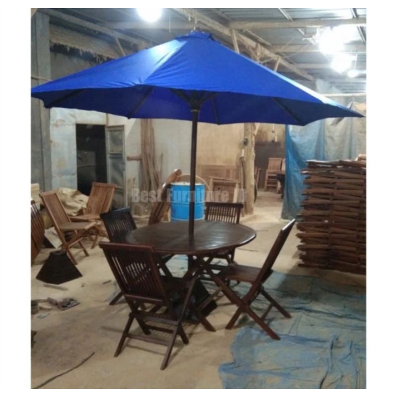 Jual Meja Taman Payung Kayu Jati Rooftop Umpak | Shopee Indonesia