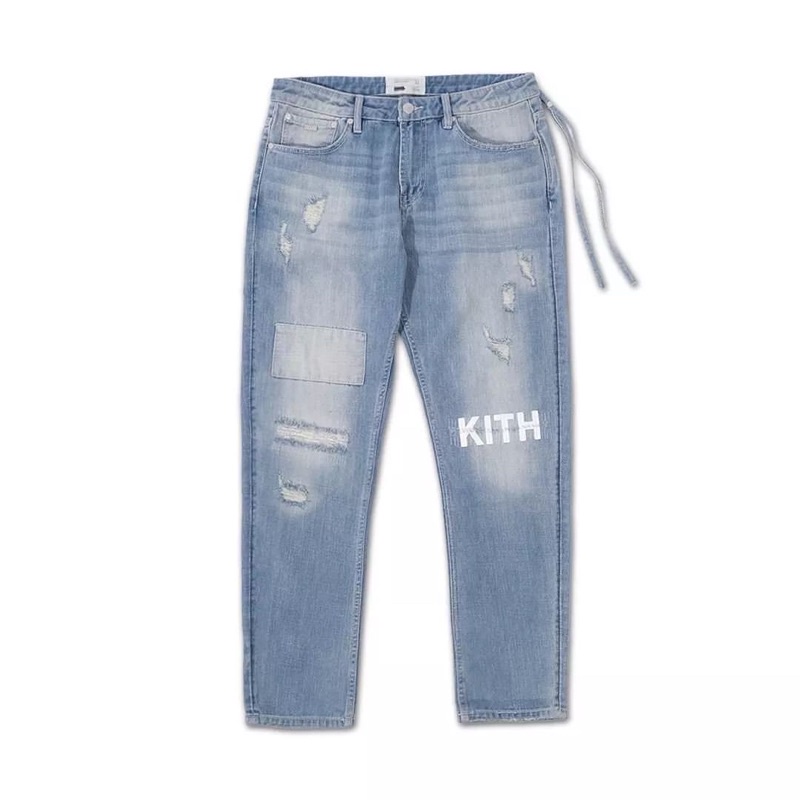 Kith Varick Destroyed 零し Logo Denim デニム