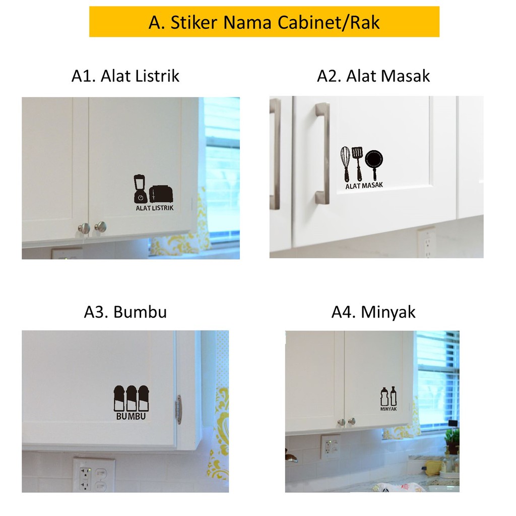 Jual Stiker Nama Cabinet Rak Kitchen Set Sticker Bumbu Dapur Alat Masak ...