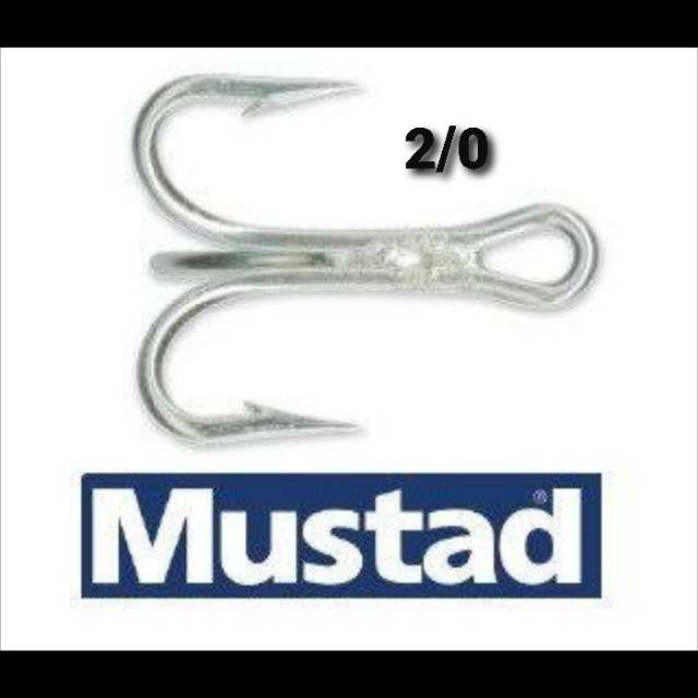 Jual TREBLE HOOK MUSTAD 9430-DS #2/0 (5X STRONG) (Color SILVER