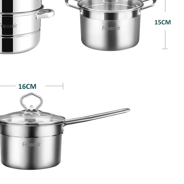 Jual freemir Panci Rebus Stainless Steel Pot Panci Susu Mie Milk Pot ...