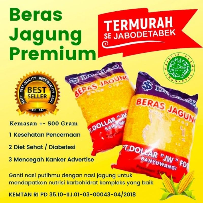 Jual Beras Jagung Nasi Jagung Merk Dollar 500gram Shopee Indonesia 4723