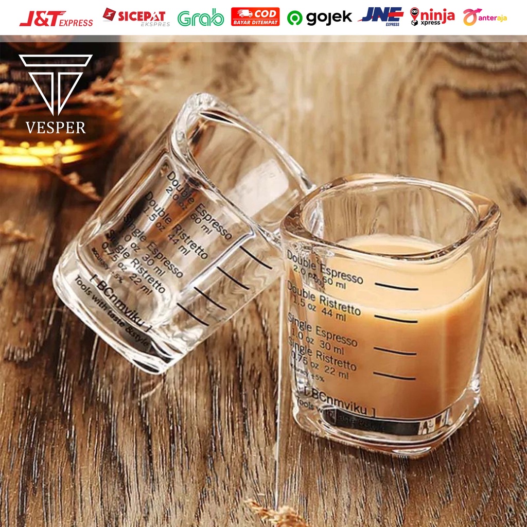 Jual Double Shot Square Espresso Coffee Glass 60ml Gelas Takar Ukur Kopi Kotak Sloki 9460