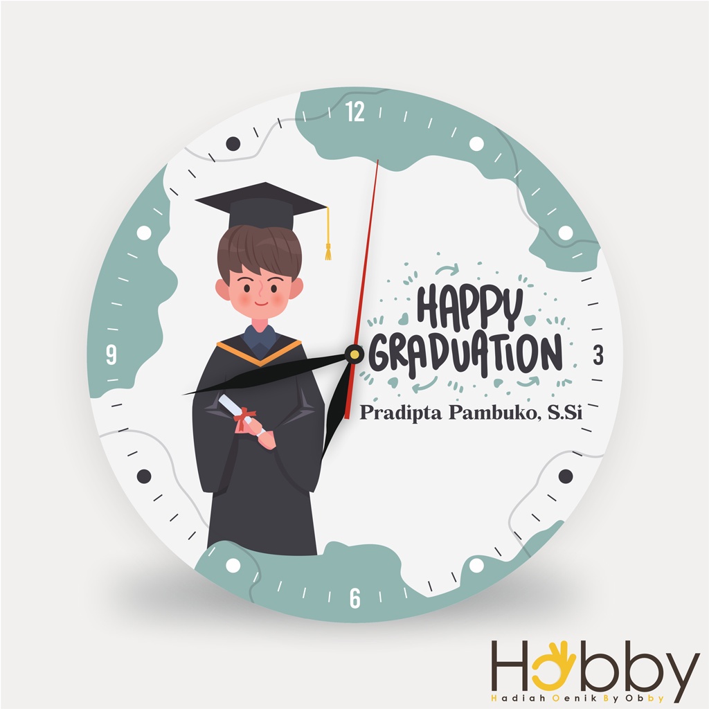 Jual JAM DINDING KAYU CUSTOM NAMA KARTUN KADO WISUDA UNIK HAMPERS ...