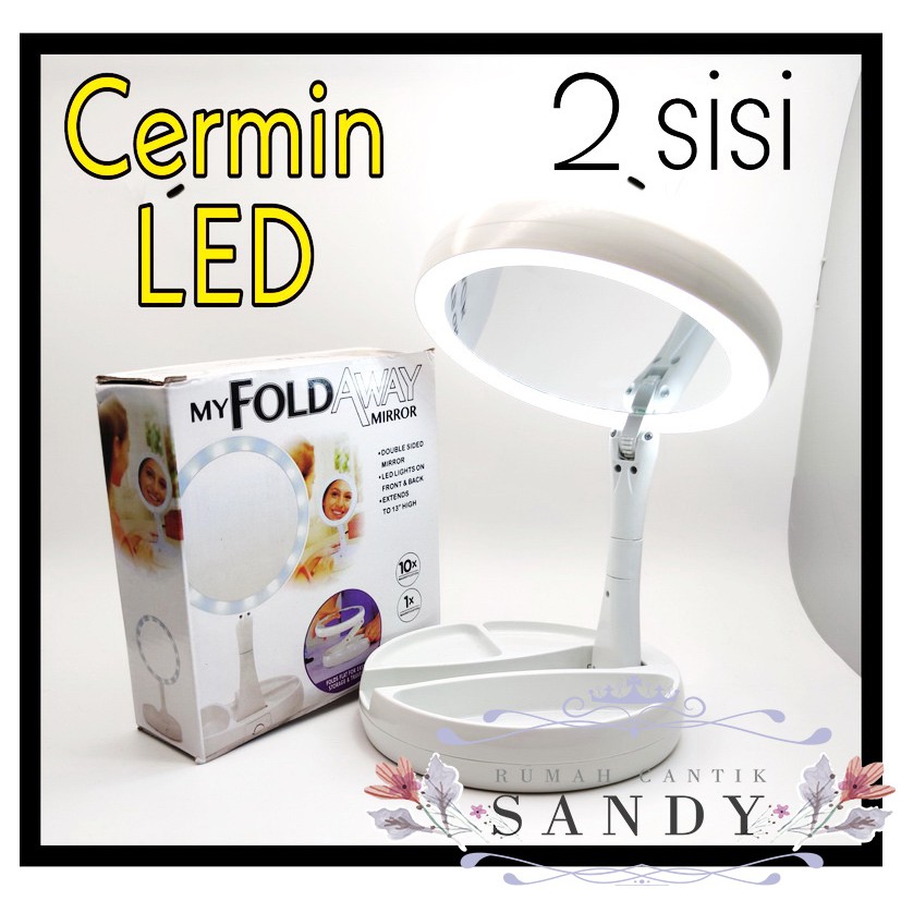 Jual Cermin Make Up LED Pembesar Mirror Lampu Rias Kosmetik Lipat Dua ...