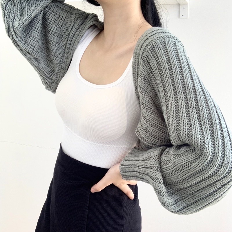Jual Jolly Knit Bolero Crop Cardigan Rajut Arm Warmer Outher - Bolero ...