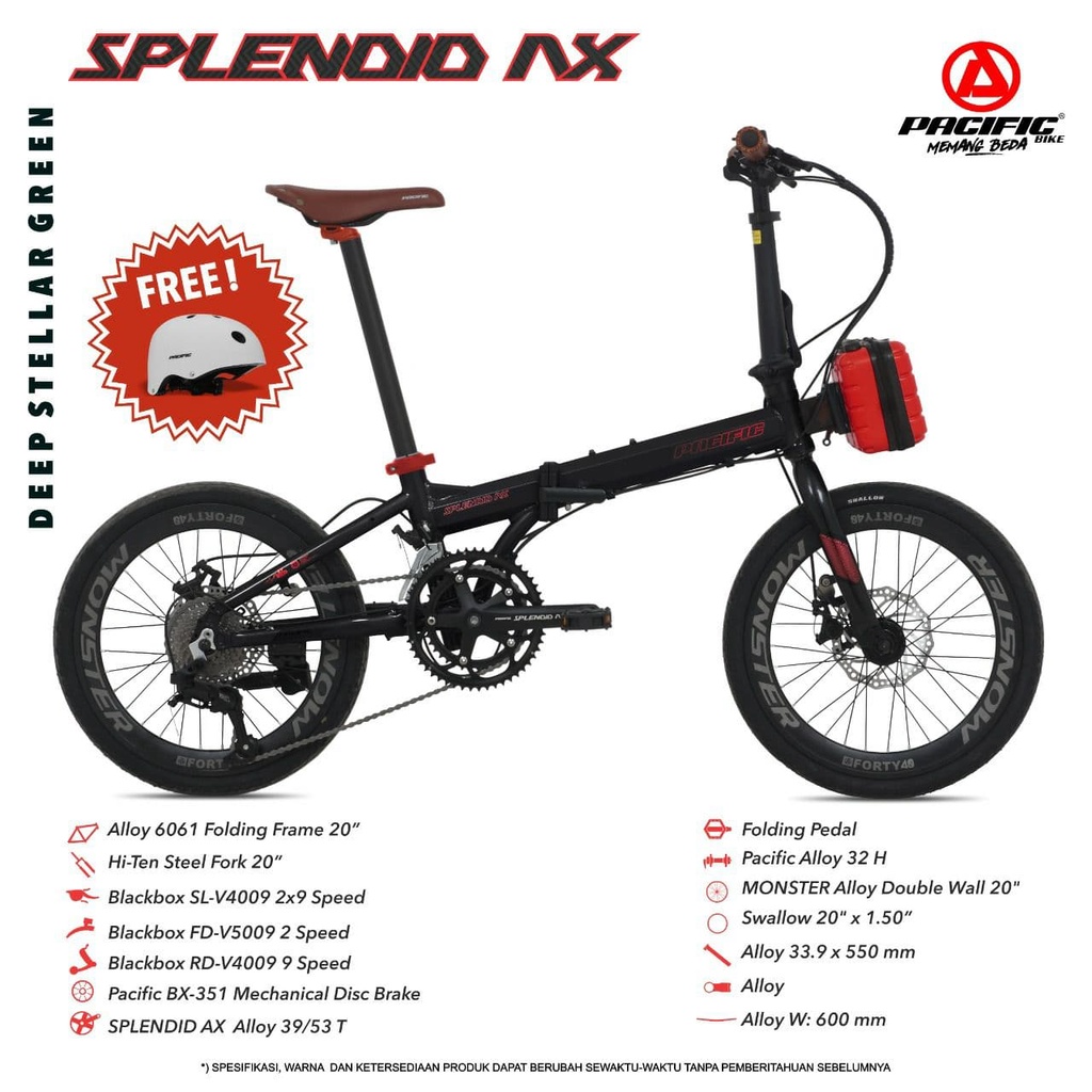 Jual Sepeda Lipat Pacific Splendid AX 2x9-MD 20 Inci x 1.50 Inci Alloy ...