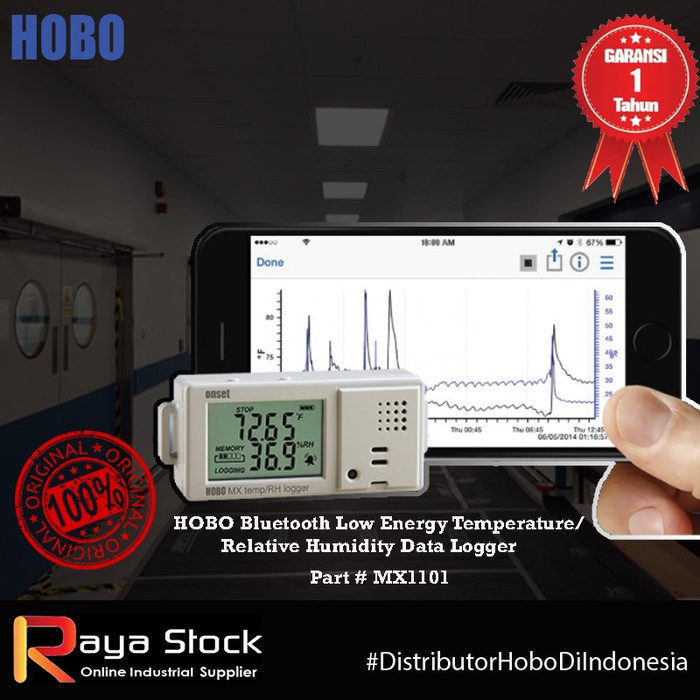 Jual Temperature/RH Data Logger HOBO MX1101 Bluetooth Suhu Udara Dalam
