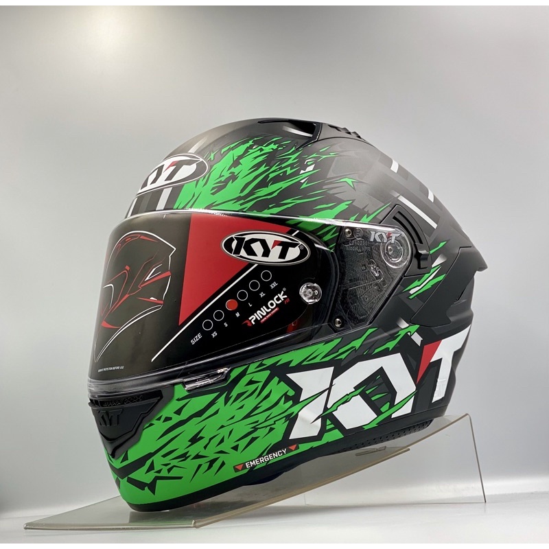 HELM KYT NFR FLAMING MATT GREY GREEN SPESIAL EDITION NFR FULL FACE KYT  DOUBLE VISOR