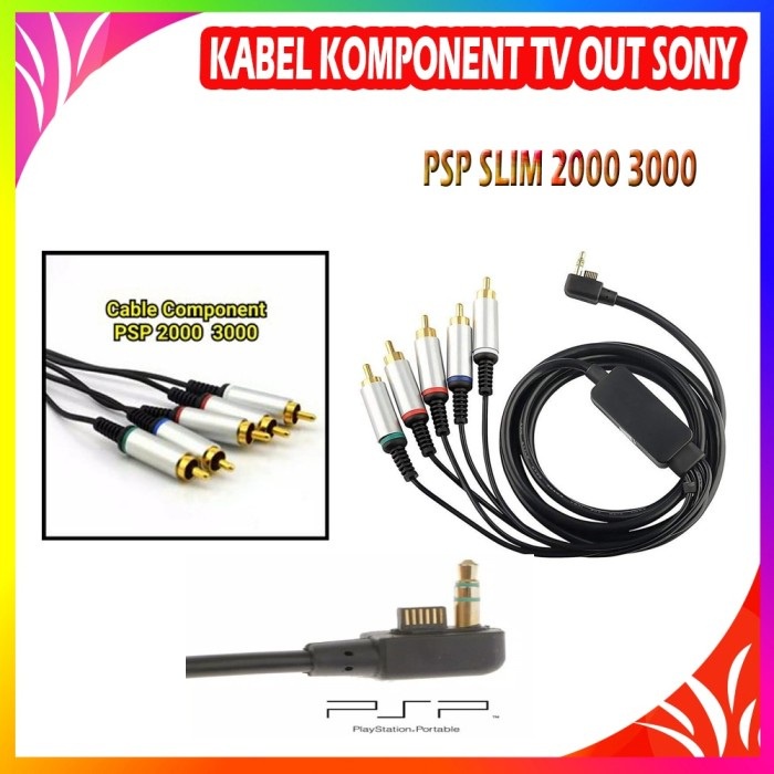Jual Kabel Komponent Tv Out Sony PSP Slim 2000 3000 Av Cable Component ...