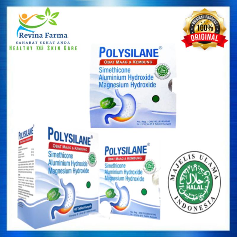 Jual Polysilane Tablet Kunyah 1 Strip isi 8 Tablet Obat Magh, Lambung ...