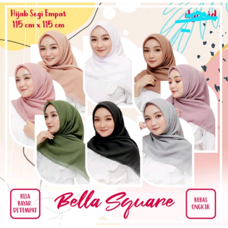 Jual TERMURAH Hijab Bella Square Premium Segi 4 115x115 | Shopee Indonesia