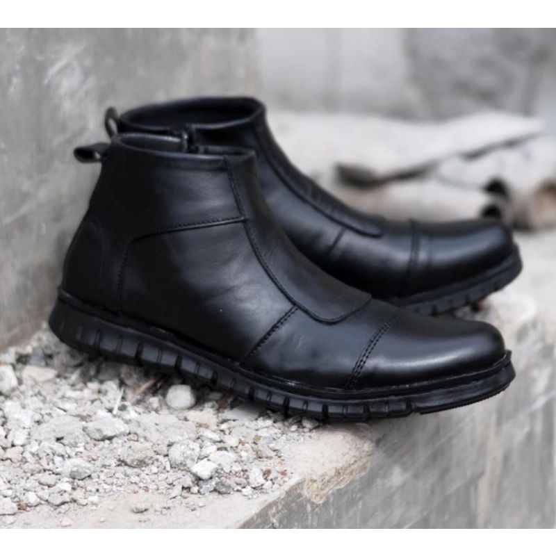 Jual 100% KULIT ASLI CHELSEA BLACK JS x WOLF SEPATU BOOT KULIT