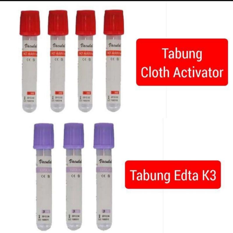 Jual Tabung Vaculab EDTA K3/ Serum Cloth Activator 2 ml 3ml 4 ml ...