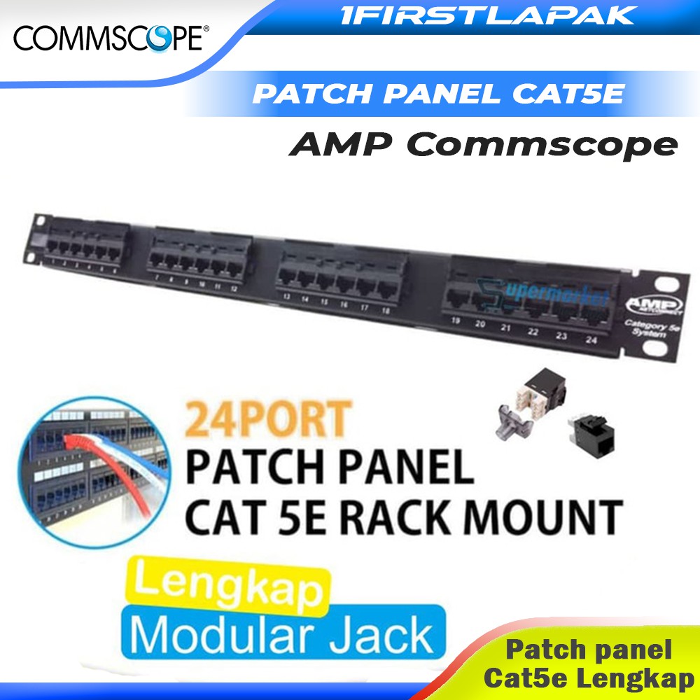 Jual Patch Panel 24 Port CAT5e AMP Commscope CAT 5e Rack Server ...