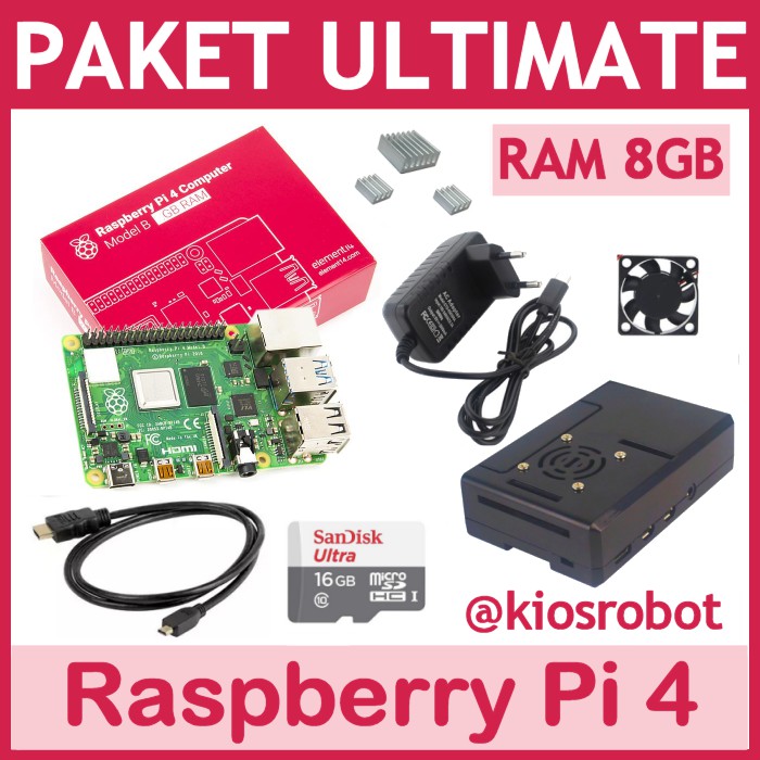 Jual Paket Lengkap Ultimate Raspberry Pi 4 RAM 8GB Made in UK | Shopee ...