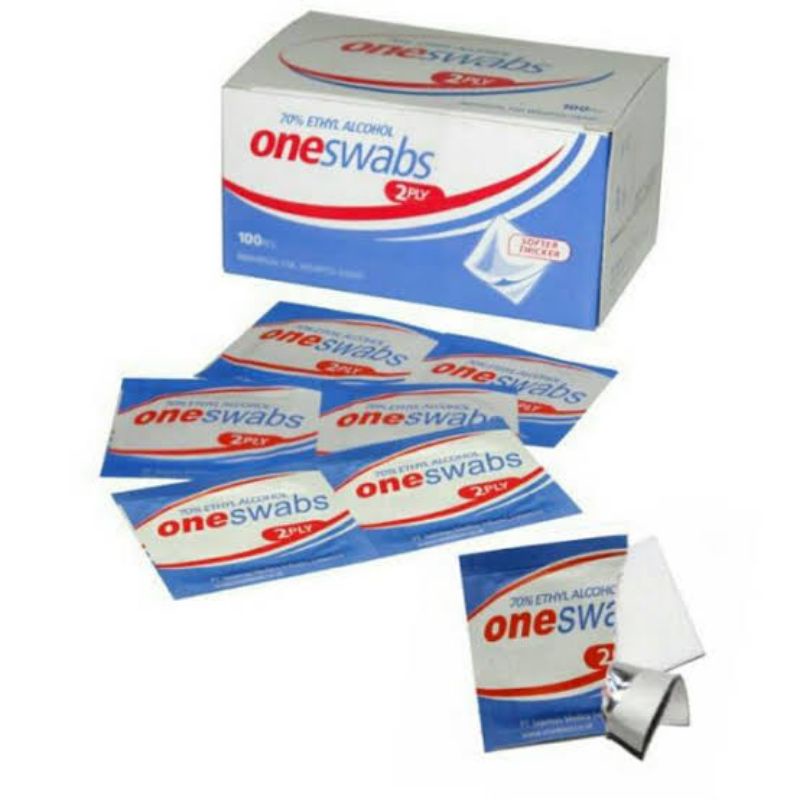 Jual One Swabs Kapas Alkohol 2ply OneMed box 100 pcs | Shopee Indonesia