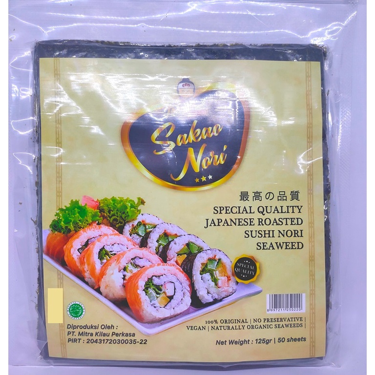 Jual 50 Lembar SAKAO NORI HALAL Warna HIJAU GELAP Sushi Nori HALAL