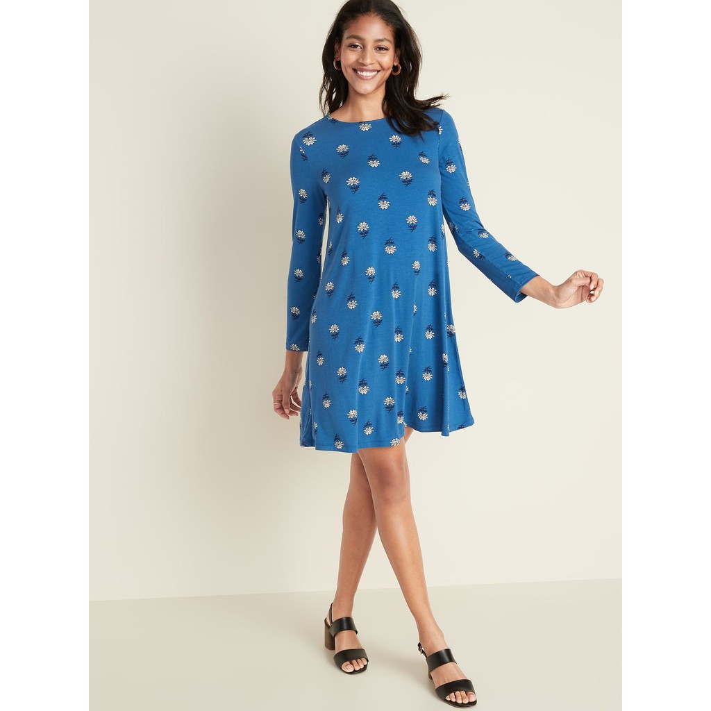 long sleeve jersey knit swing dress old navy Long-Sleeve Jersey-Knit Swing Dress for Women