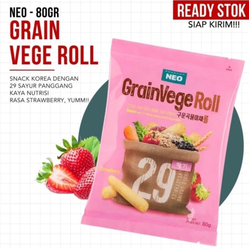 Jual NEO Grain Vege Roll Strawberry 80gr | Shopee Indonesia