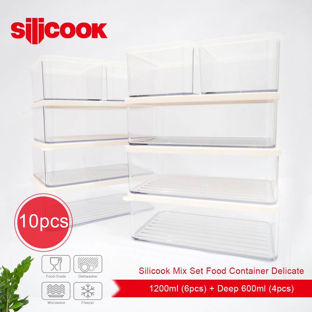 Jual Silicook Mix Set Food Container Delicate (6x1200ml + 4xDeep 600ml ...