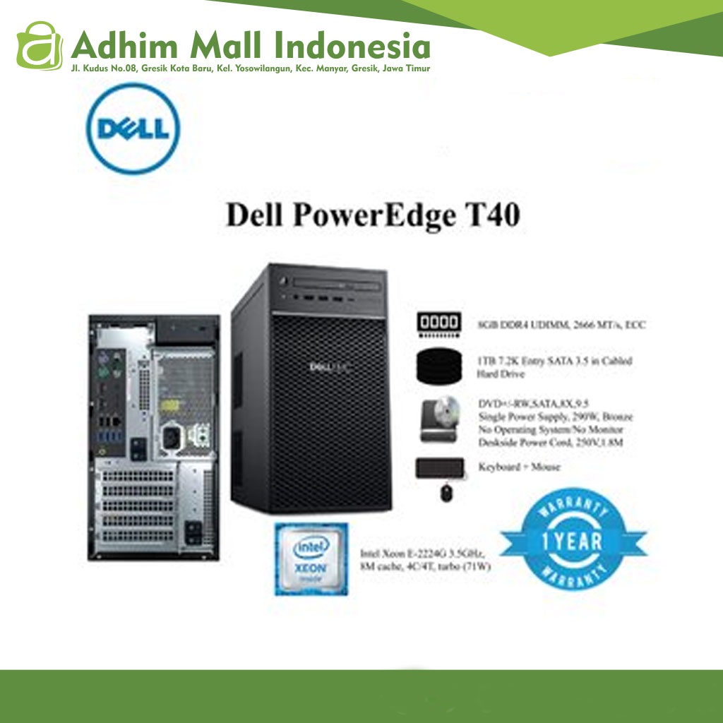 Jual Server Dell PowerEdge T40 - Intel Xeon E-2224G | Shopee Indonesia