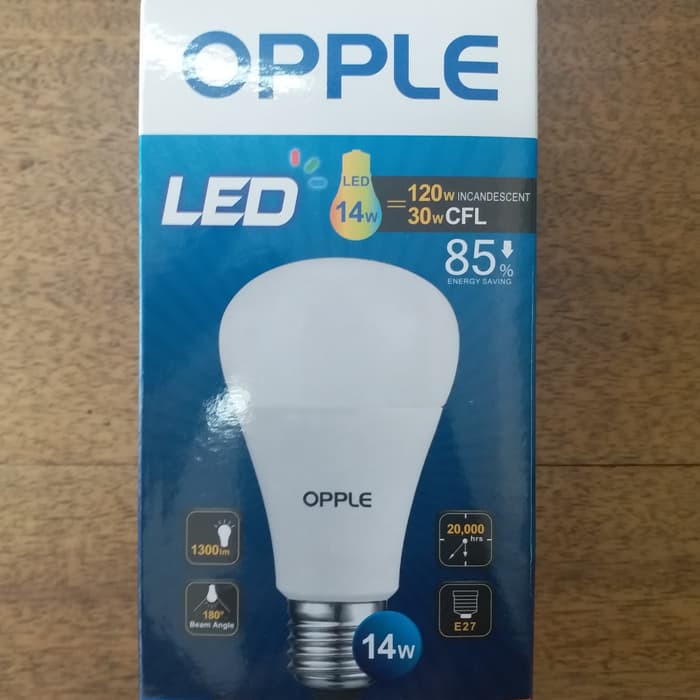 Jual Bohlam Lampu Led Bulb Opple 14 Watt Warm White 6500k Shopee