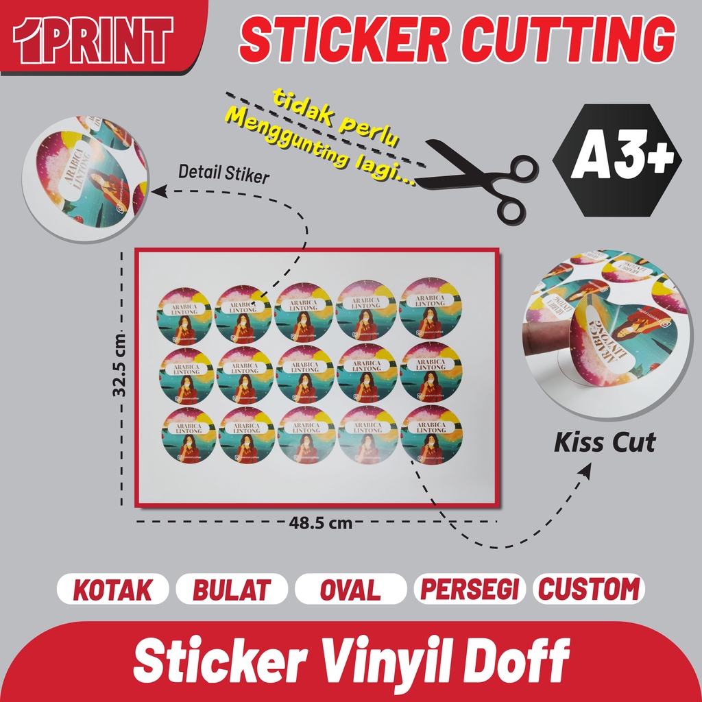 Jual Cetak Sticker Vinyl A Print Stiker Vinyl A Glossy Doff Transparant Print Kiss