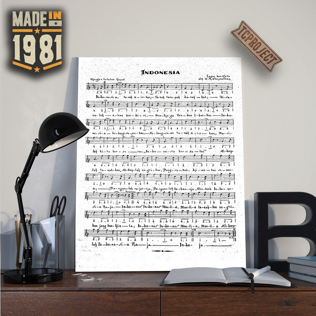 Jual Poster Chord Lagu Indonesia Raya - Poster Kayu - Hiasan Dinding