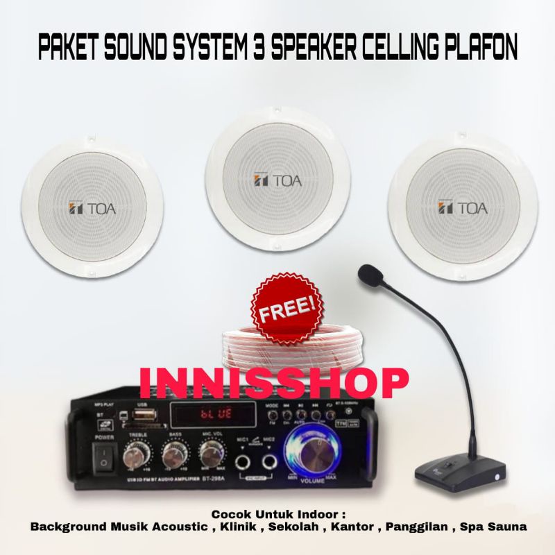 Jual PAKET SOUND SPEAKER CELLING TOA 3 UNIT FREE MIC MEJA OPERATOR ...