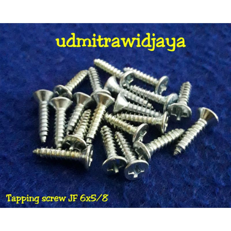 Jual Tapping screw JF 6x5/8 sekrup datar tapping FH scrup kepala rata ...