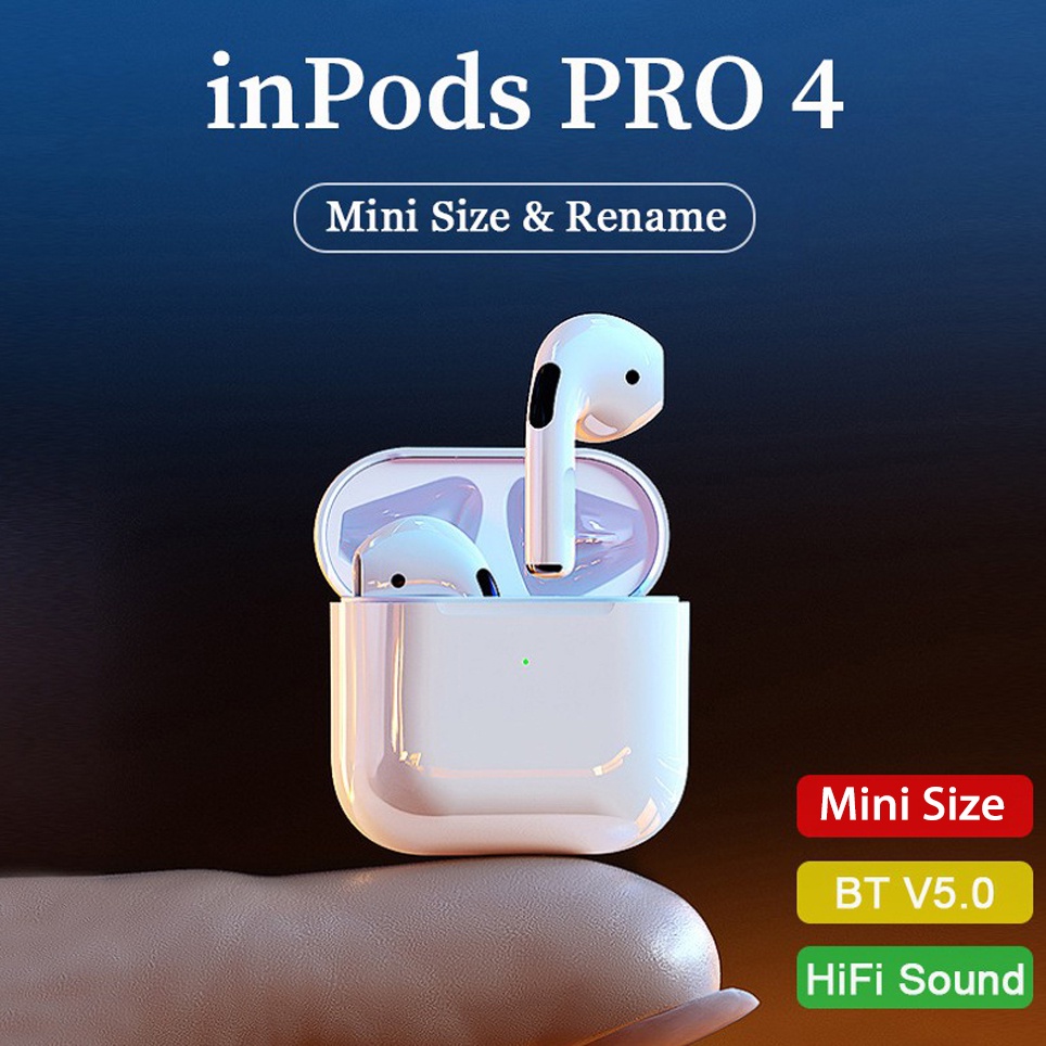 inPods Pro 4 TWS Wireless Bluetooth 5.0 Headset Touch Control Stereo Bass Earphones With Built in Microphone