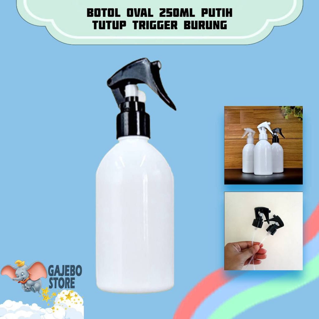 Jual Botol Spray Trigger 250ml Oval Putih Botol Oval 250ml White Spray Trigger Burung Botol 7698