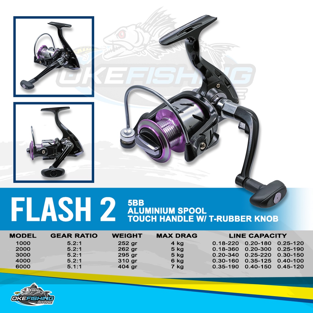 Jual Reel Pancing Next FLASH-2 6 Ball Bearing Aluminium Spool Max Drag ...