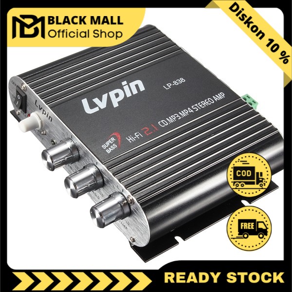 Jual LVPIN Mini HiFi Stereo Amplifier Treble Bass Booster 12V - LP-838 di Seller Bestiestore
