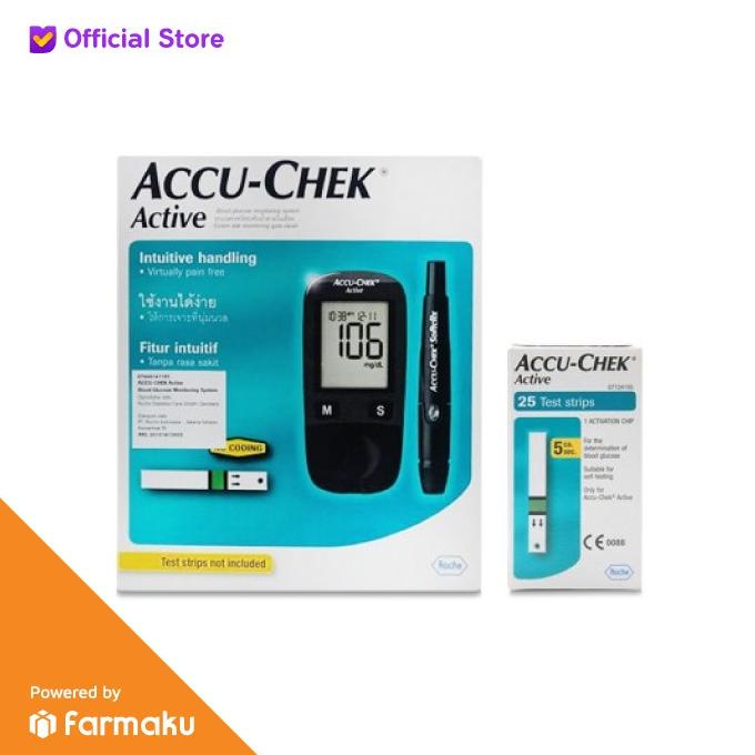 Jual Accu Chek Active Paket Alat Cek Tes Gula Darah Alat Strip